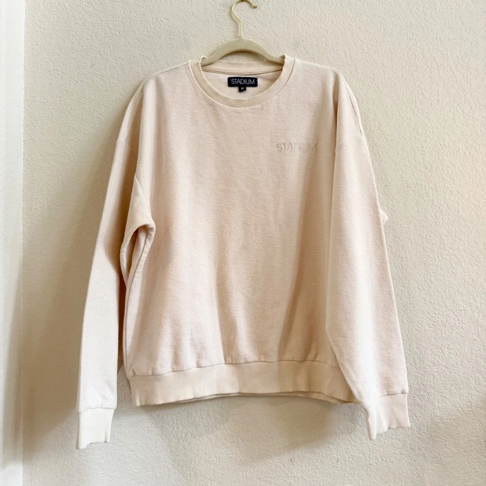 Stadium Goods Mens Cream Cotton Embroidered Logo Crewneck Sweatshirt Medium - Picture 1 of 13